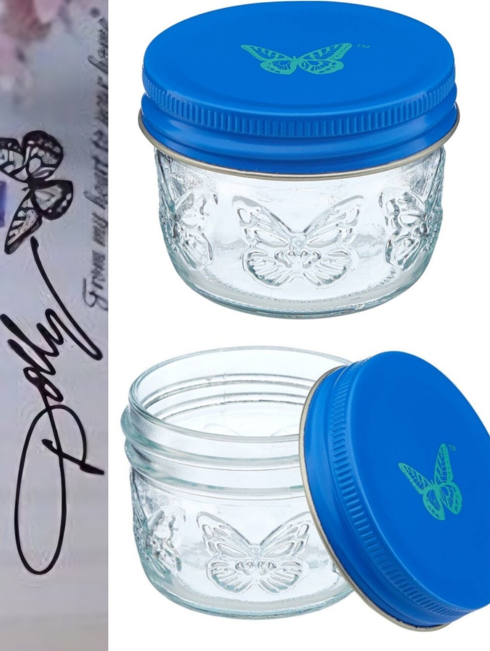 Dolly Parton Butterfly Embossed Storage Jar Set- Blue